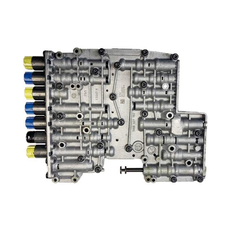 Zostava telesa ventilu so solenoidmi ZF 6HPxx GEN1 M-SHIFT [A/B 052] - nereštaurované 3 modré solenoidy, 3 žlté solenoidy, 1 čierny solenoid