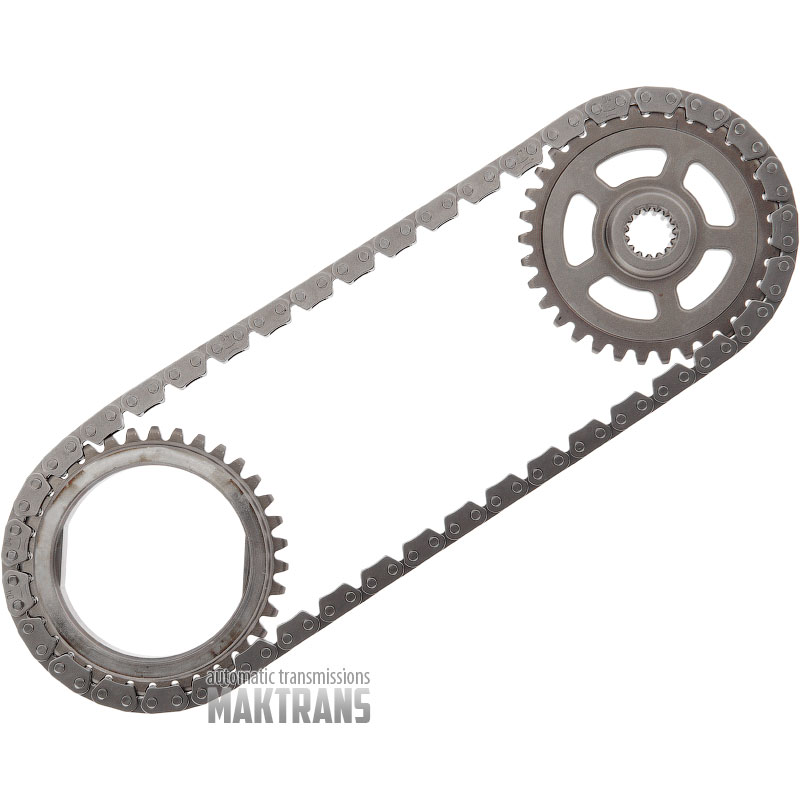 Sada reťazového pohonu olejového čerpadla FORD 8F24 / reťaz (41 článkov, šírka 5,25 mm), hnacie koleso (35 zubov, vonkajší Ø 68,25 mm), hnané koleso (34 zubov, vonkajší Ø 66,35 mm)