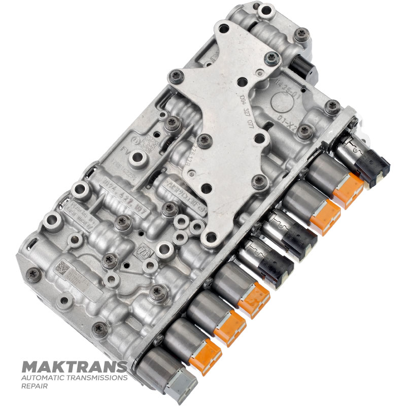 Zostava bloku ventilov so solenoidmi (reštaurovaná) ZF 9HP48 (JEEP COMPASS (2017-2018) 2,4L 4WD) 1094127344 — oddeľovacia doska A136 / B136, 9 elektromagnetov (pre autá bez systému ŠTART-STOP)