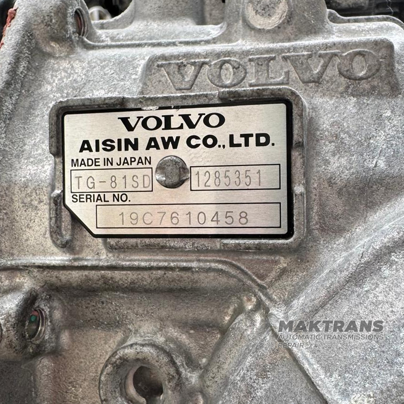 Nová automatická prevodovka (zmontovaná) FWD Aisin Warner TG-81SD (AWF8G55) — VOLVO 1285351 (XC60, XC90, 2.0 T6 T8 HYBRID), so systémom ŠTART-STOP