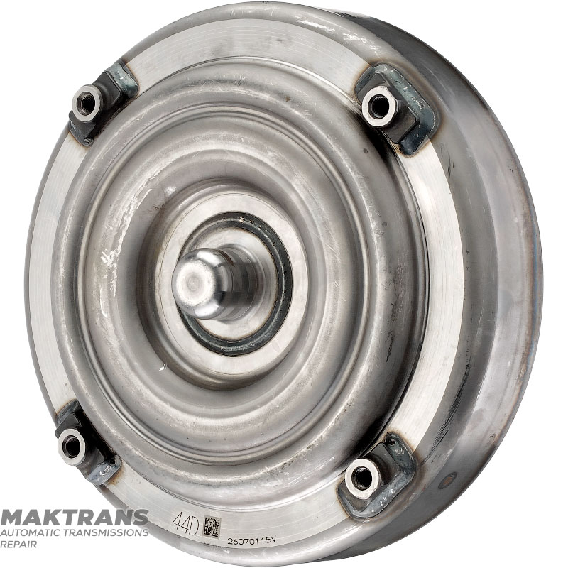 Predný kryt meniča krútiaceho momentu NISSAN GE9R01A, JATCO JR913E — označenie 44D (vonkajší Ø krytu 282,50 mm, 4 montážne otvory, vonkajší Ø vodiacej lišty 35 mm)
