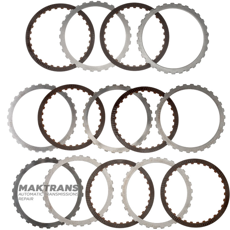 Sada oceľových a trecích kotúčov NÍZKY/SPÄŤNÝCH BRZD FORD 6R60, 6R80 - 6 trecích kotúčov (celková hrúbka 25,60 mm)
