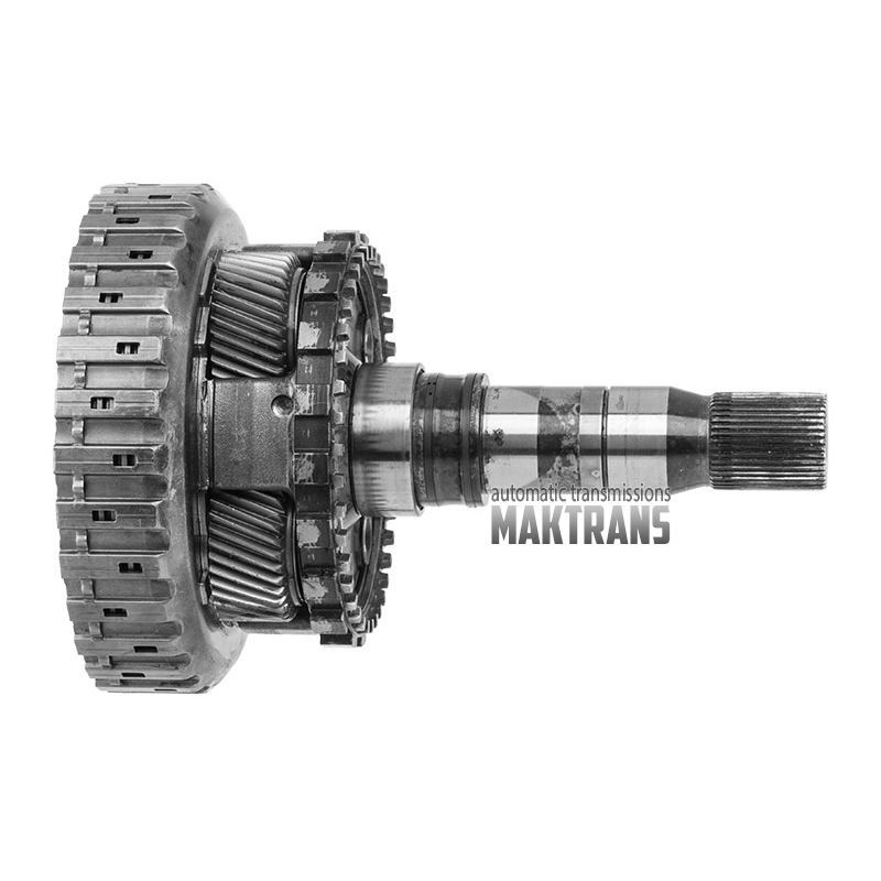 Planetová prevodovka č. 4, bubon spojky D (s novým pogumovaným piestom), výstupný hriadeľ (4WD) ZF 8HP70, 8HP75 - celková výška 256 mm, 43 drážok (vonkajší Ø drážky 34,75 mm), 4 satelity