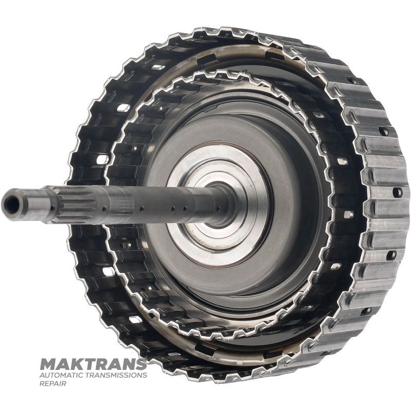 Vstupný hriadeľ, bubon spojky HIGH / LOW MAZDA CW6A-EL, EW6A-EL - celková dĺžka hriadeľa 308 mm, spojka HIGH (3 trecie kotúče), spojka LOW (4 trecie kotúče)