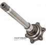 Prírubový hriadeľ (rozdeľovacia prevodovka) VAG DSG6 DQ250 02E - 0CN409355B, celková dĺžka 334 mm, 6 montážnych otvorov (vzdialenosť medzi stredmi 50 mm)