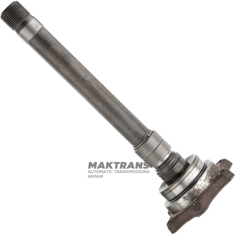 Prírubový hriadeľ (rozdeľovacia prevodovka) VAG DSG6 DQ250 02E - 0CN409355B, celková dĺžka 334 mm, 6 montážnych otvorov (vzdialenosť medzi stredmi 50 mm)
