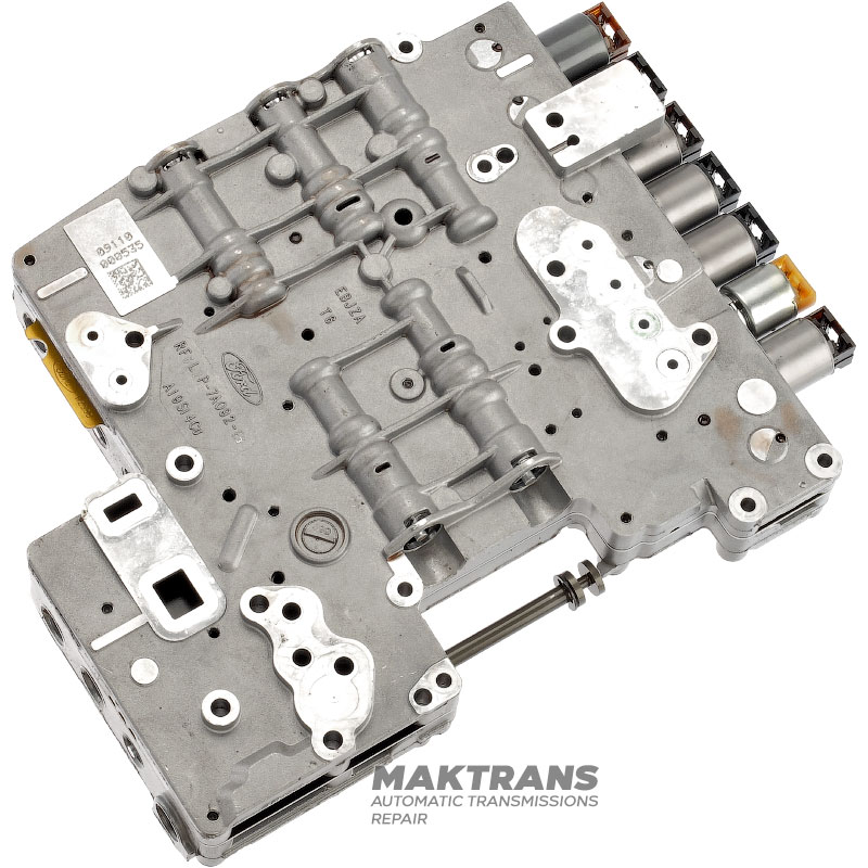 6R80 FORD Teleso ventilu so solenoidmi (Mechanická parkovacia/oddeľovacia doska CL3P-7Z490-BB) - Demontované z použitej prevodovky, netestované