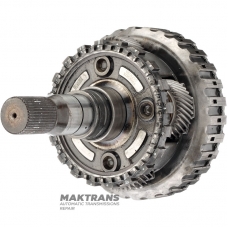 Zadné planétové koleso č. 4 kompletné s výstupným hriadeľom ZF 8HP75 4WD - celková výška 228 mm, 43 drážok (vonkajší Ø 34,65 mm), 4 satelity (35 zubov na satelitoch)
