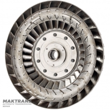 Turbínové koleso meniča krútiaceho momentu Nissan RE4R03A / JATCO JR403E — vonkajší Ø 239,35 mm, 18 drážok, vonkajší náboj Ø 39,85 mm, označenie meniča krútiaceho momentu KM