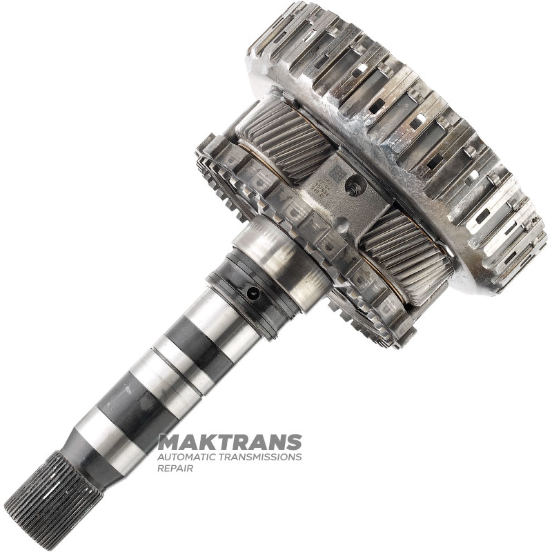 Planetové koleso č. 4, bubon D-spojky (4 trecie kotúče), výstupný hriadeľ (4WD) ZF 8HP70, 8HP75 - 1087242219, celková výška 290 mm, 43 drážok (vonkajší Ø drážky 34,75 mm), 4 satelity (37 zubov)
