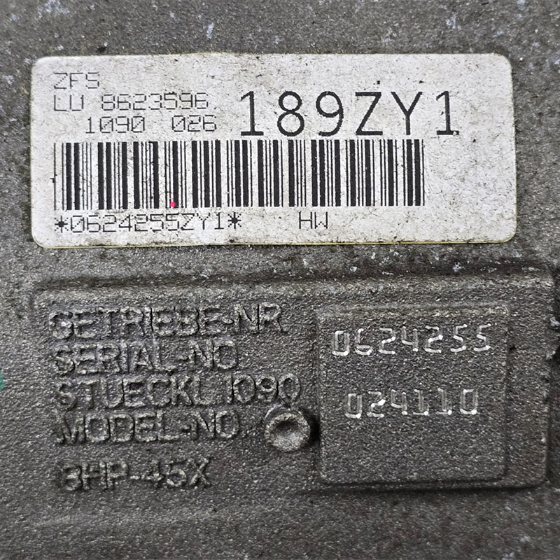 Zostava automatickej prevodovky (s meničom krútiaceho momentu) ZF 8HP45X, 4WD - označenie ZY1, 1090026189, 1090024110 (BMW rad 3 F34)