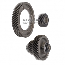 Sada ozubených kolies JATCO JF016E s čelným ozubeným kolesom - diferenciál (68 zubov, Ø 195,15 mm), hnaná kladka (30 zubov, Ø 73,25 mm), medzihriadeľ (23 zubov (Ø 71,65 mm) / 49 zubov (Ø 116,65 mm))