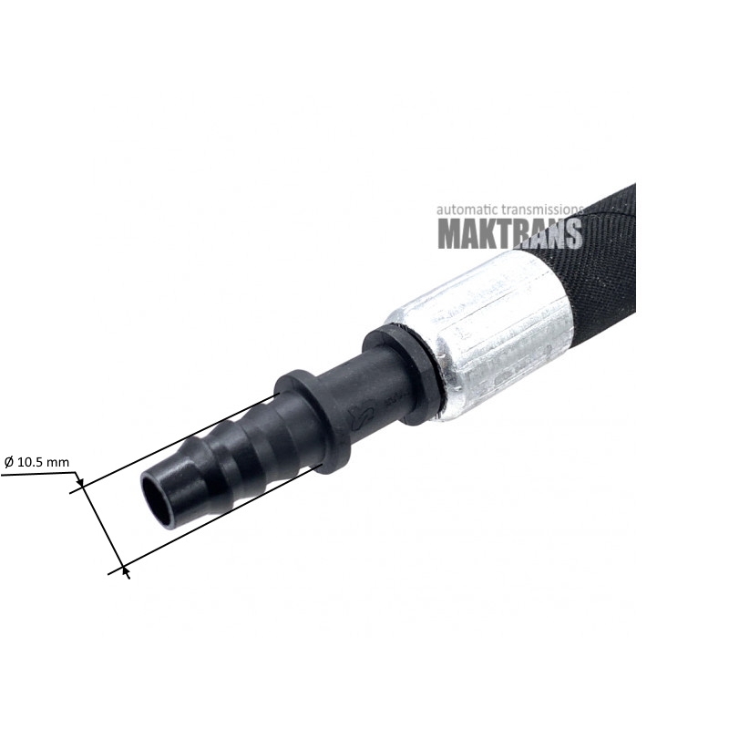 Prídavný chladič s gumenou olejovzdornou zosilnenou hadicou, zvlnený hliníkovými manžetami, rozmery chladiča - 19 mm * 254 mm * 395 mm